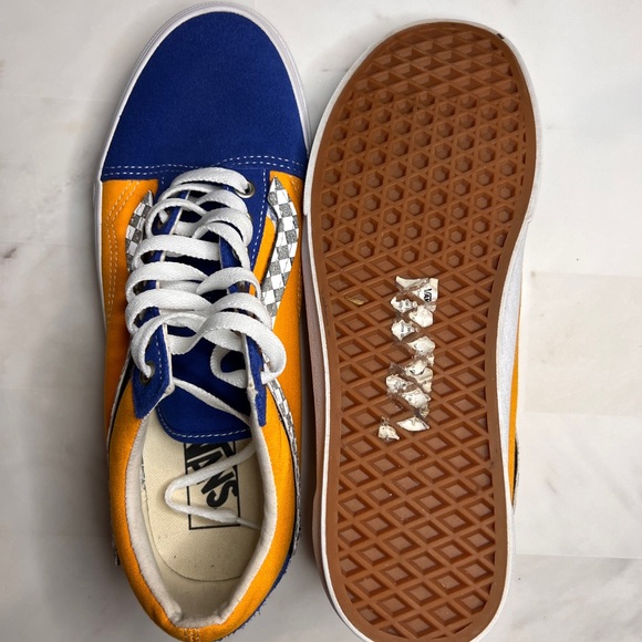 Vans Old School Low Velcro Checkerboard Blue Yellow - Picture 8 of 8